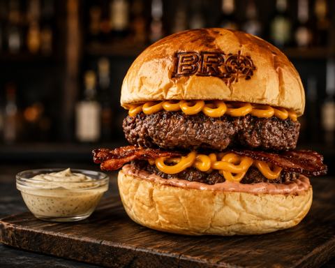 Foto do hambúrguer da Bro Burger.