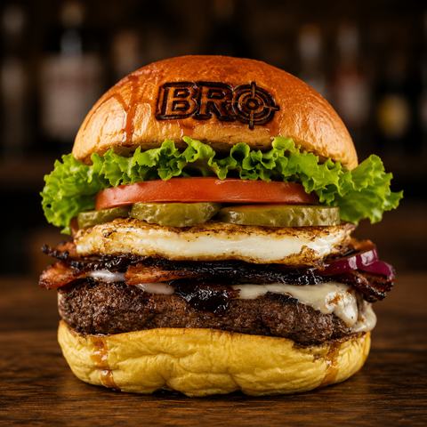 Foto do hambúrguer da Bro Burger.
