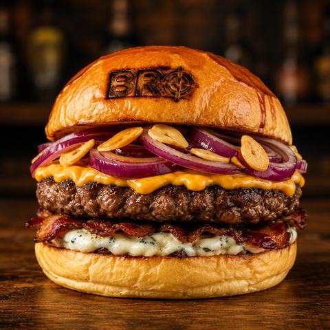 Foto do hambúrguer da Bro Burger.