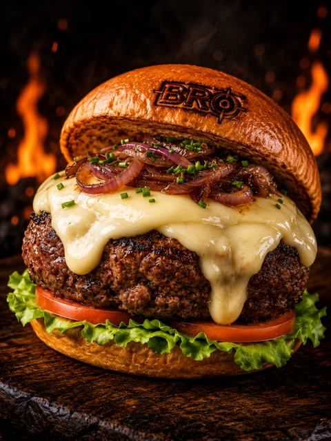 Foto do hambúrguer da Bro Burger.