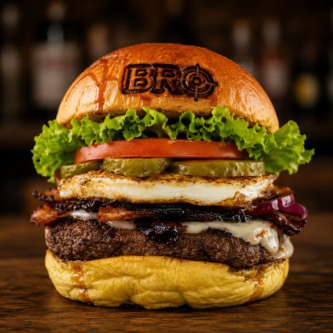 Foto do hambúrguer da Bro Burger.