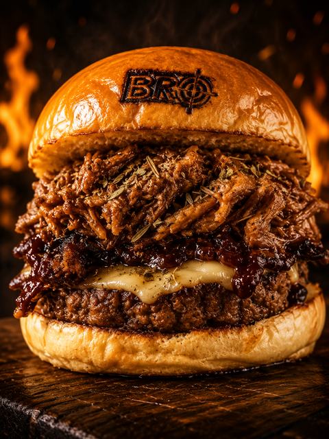 Foto do hambúrguer da Bro Burger.