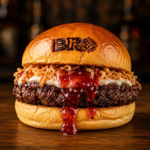 Foto do hambúrguer da Bro Burger.