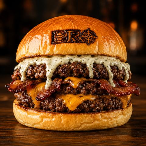 Foto do hambúrguer da Bro Burger.