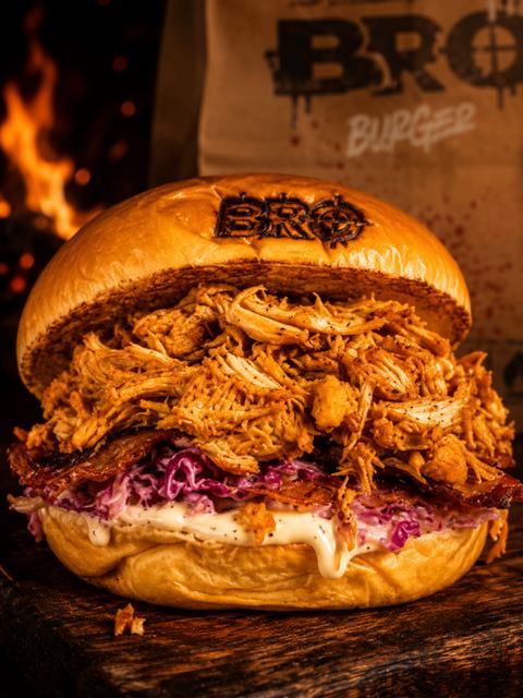 Foto do hambúrguer da Bro Burger.