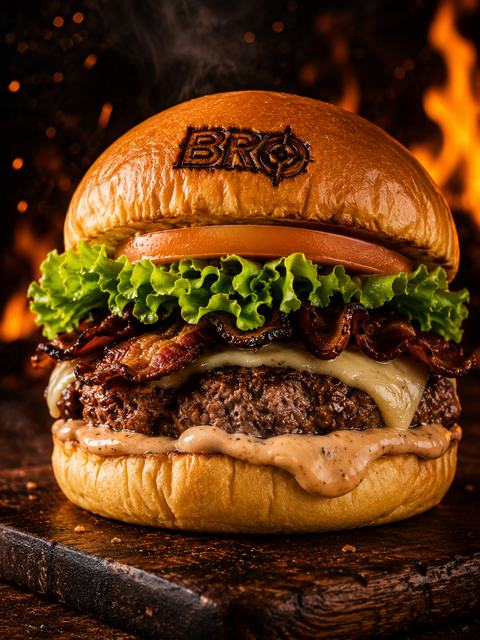 Foto do hambúrguer da Bro Burger.